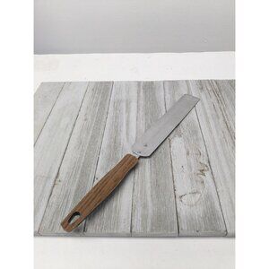 Vintage EKCO Cake Icing Spatula Stainless Steel Wood Grain Handle USA 12"
